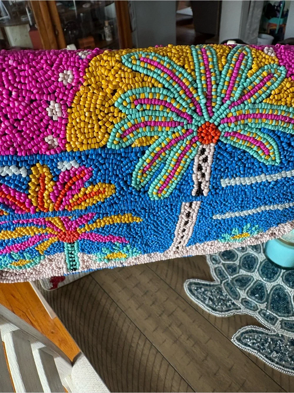 Beaded Palm Tree Clutch - Multicolor